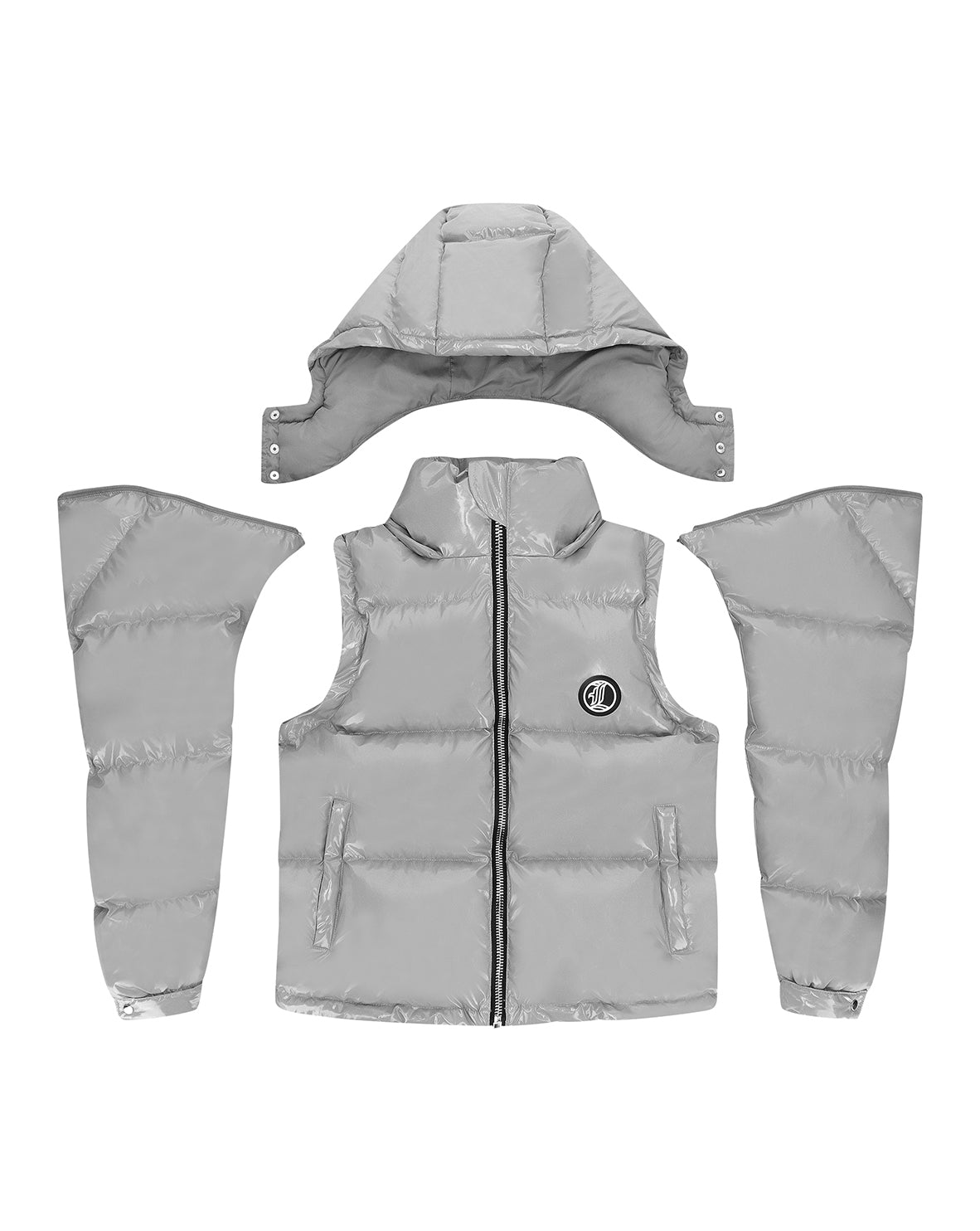 Graffiti Puffer Jacket (detachable) - Gray
