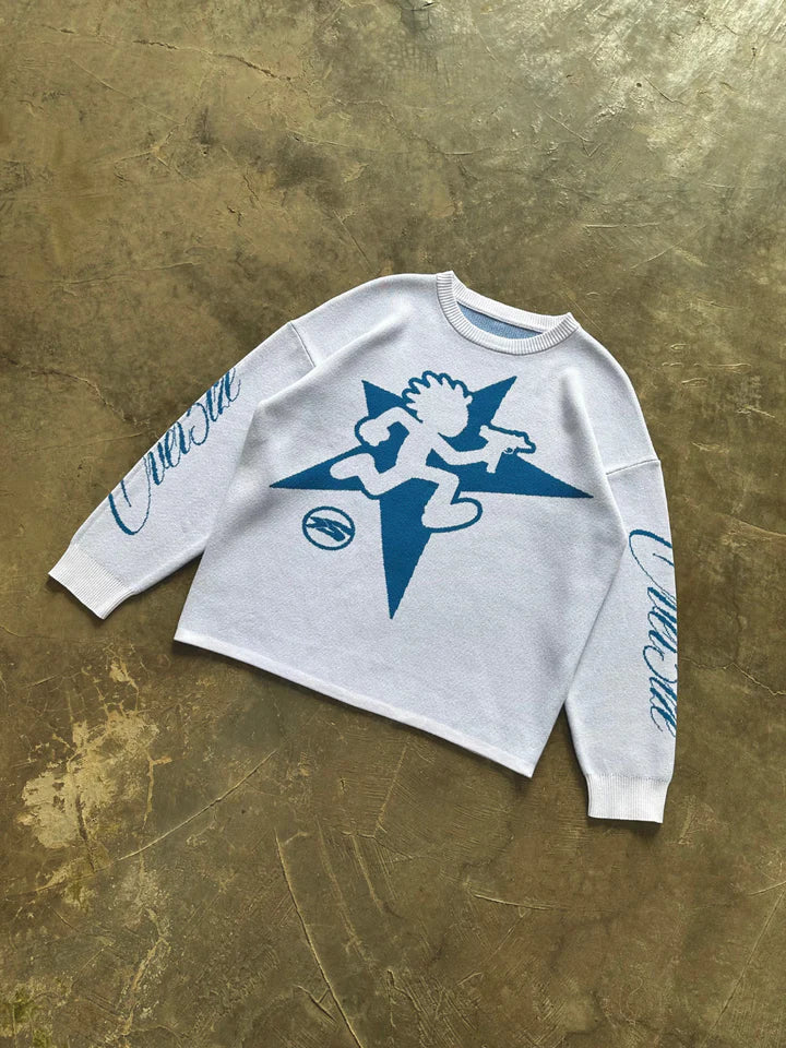 OVER5IZE "uzi" SWEATER WHITE