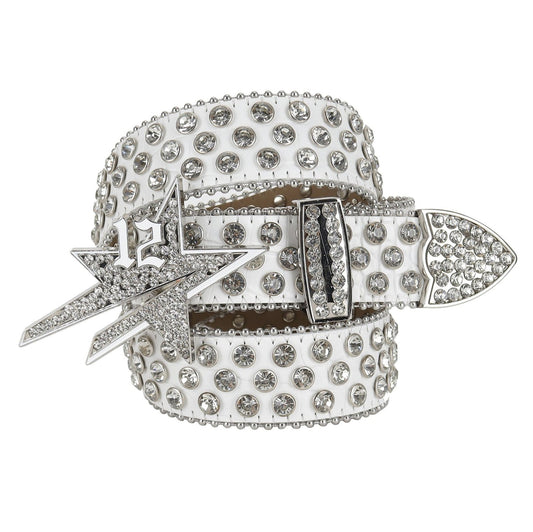 Diamonds Star Belt White